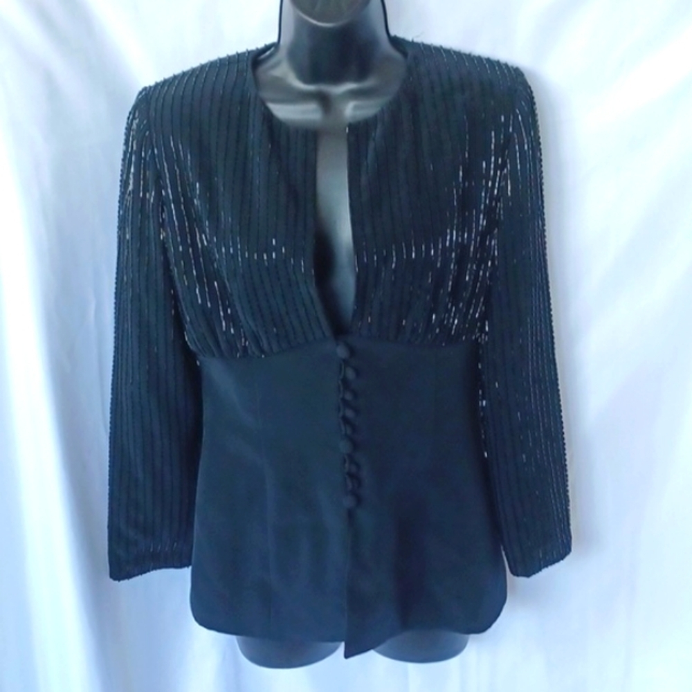 Bob Mackie Beaded fitted Evening Jacket